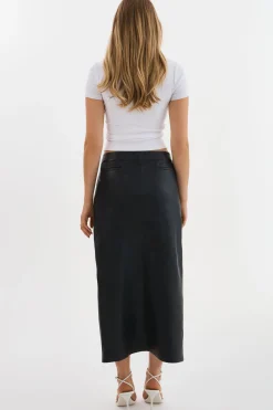 Outlet LAMARQUE ABIA | Low Waist Leather Maxi Skirt Black