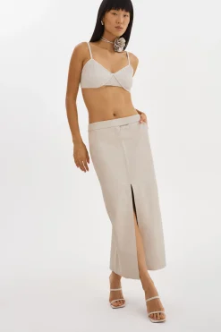 Hot LAMARQUE ABIA | Low Waist Leather Maxi Skirt Bone