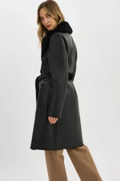 New LAMARQUE ABIGAIL | Faux Shearling Reversible Coat Black