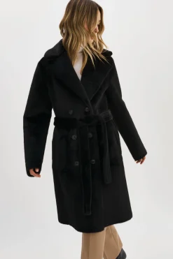 New LAMARQUE ABIGAIL | Faux Shearling Reversible Coat Black