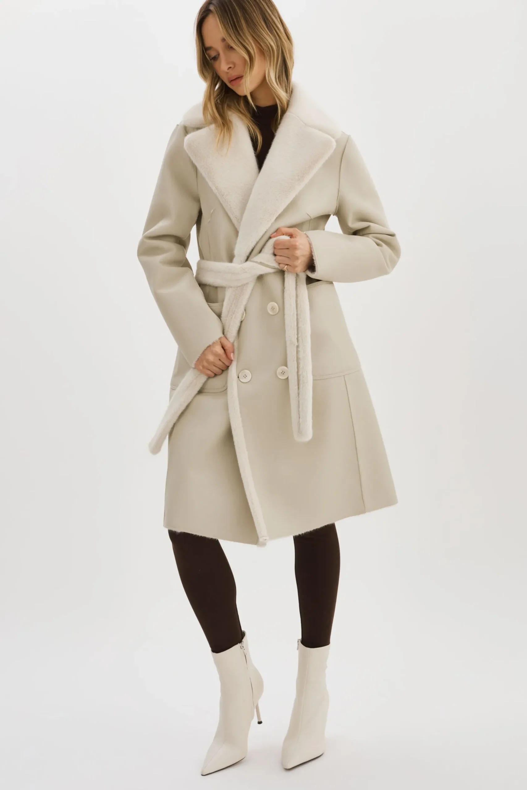 Flash Sale LAMARQUE ABIGAIL | Faux Shearling Reversible Coat IVORY
