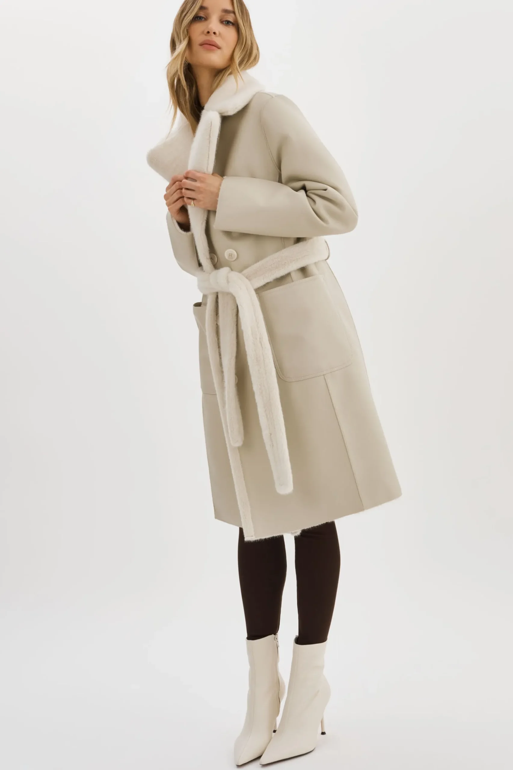 Flash Sale LAMARQUE ABIGAIL | Faux Shearling Reversible Coat IVORY
