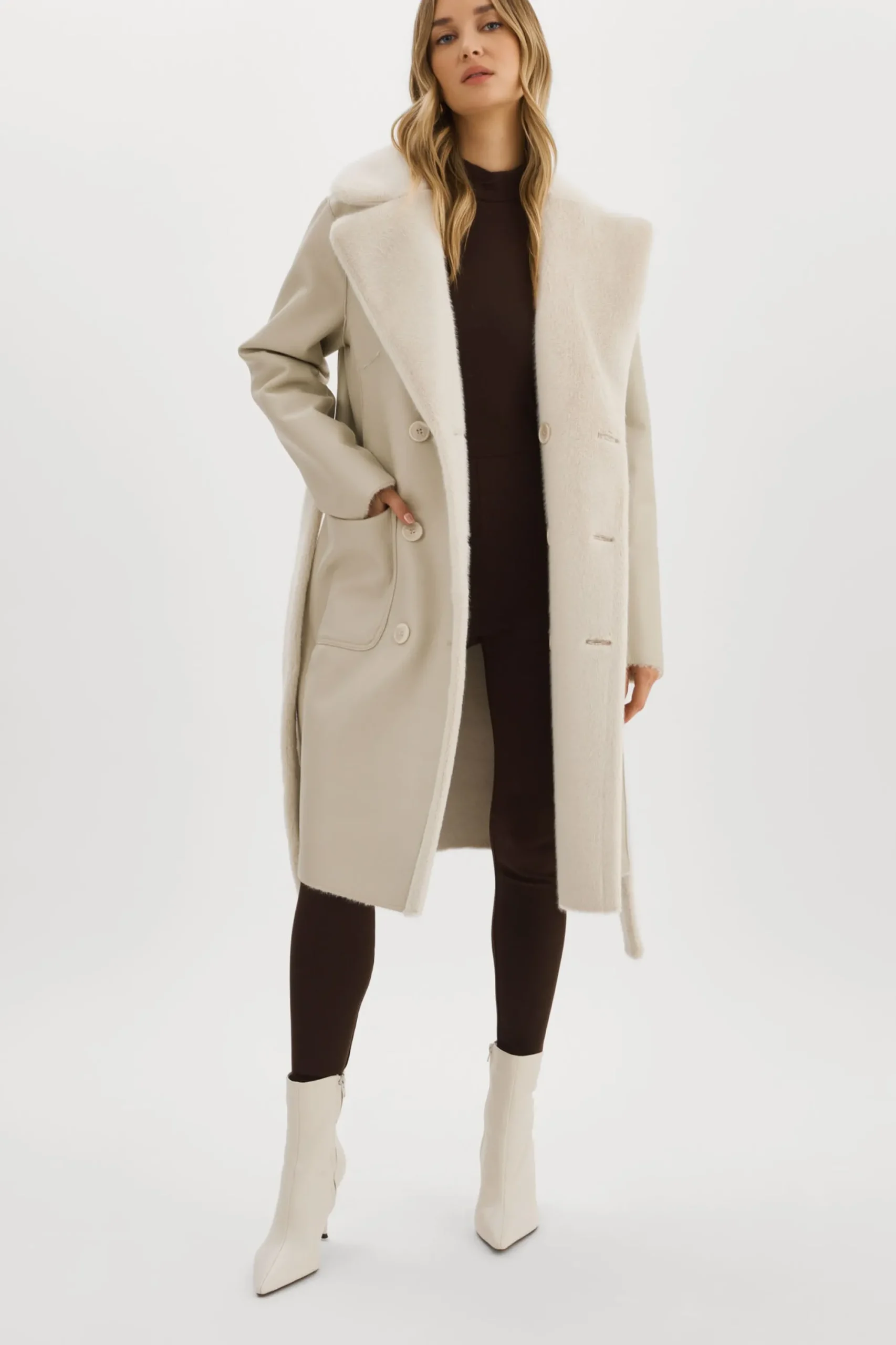 Flash Sale LAMARQUE ABIGAIL | Faux Shearling Reversible Coat IVORY