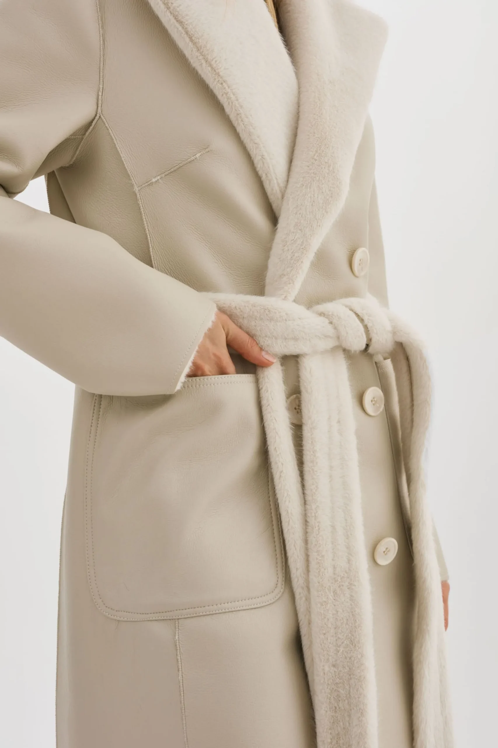 Flash Sale LAMARQUE ABIGAIL | Faux Shearling Reversible Coat IVORY