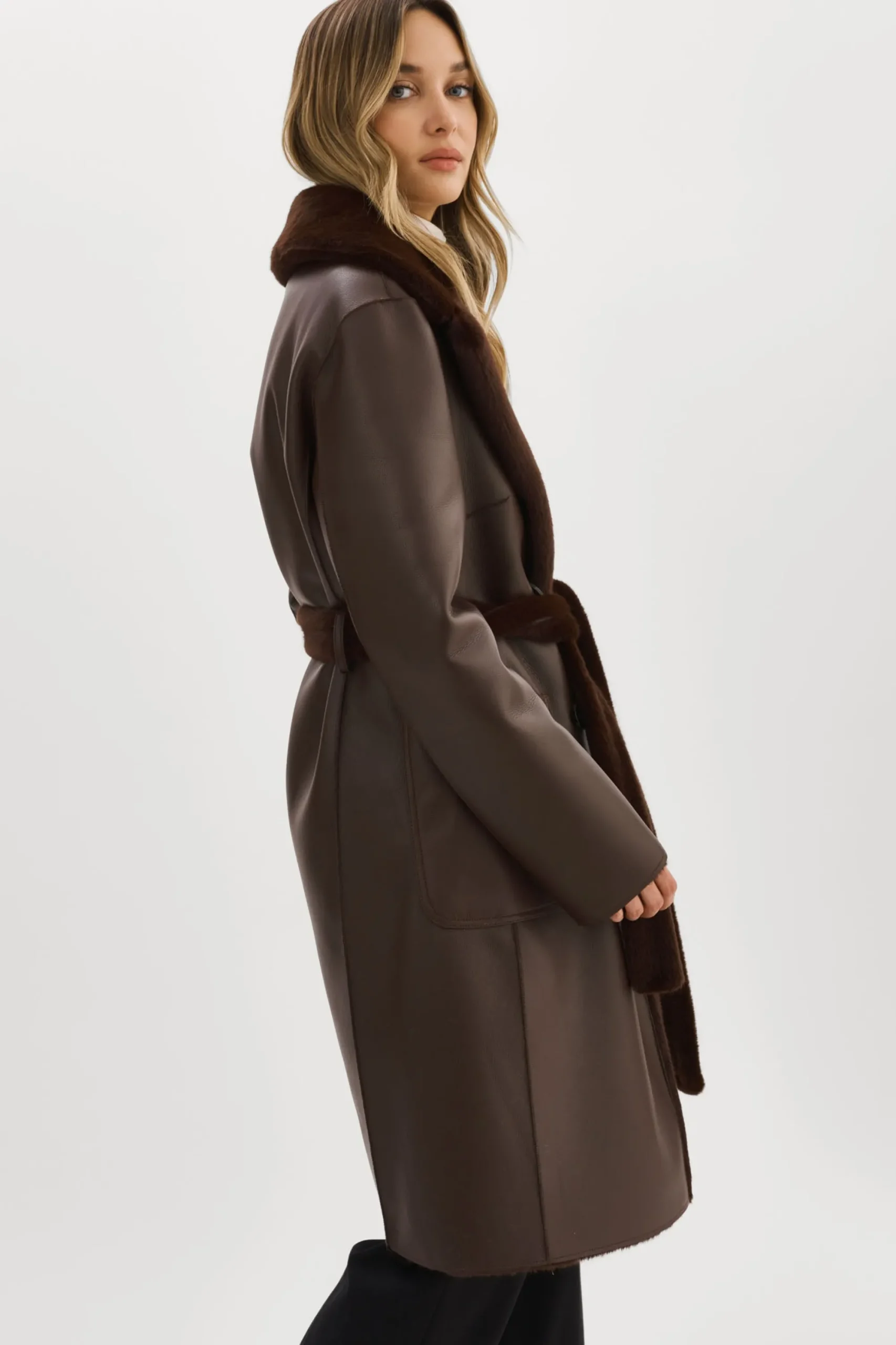 Flash Sale LAMARQUE ABIGAIL | Faux Shearling Reversible Coat MAHOGANY