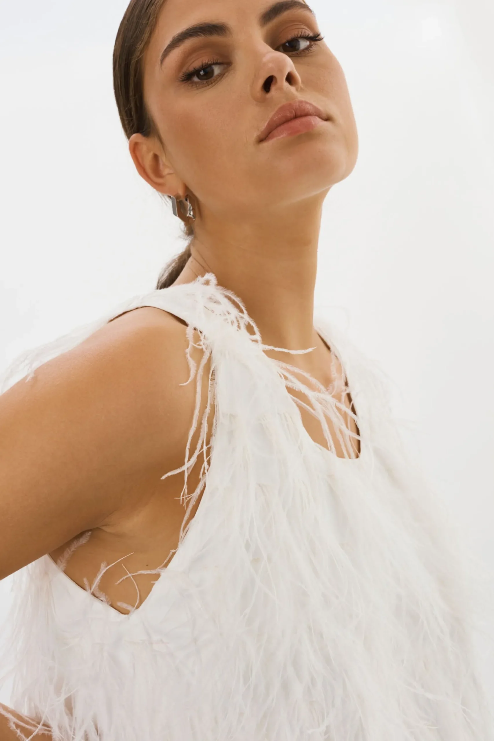 Clearance LAMARQUE ABRIELLE | Ostrich Feather Top WHITE