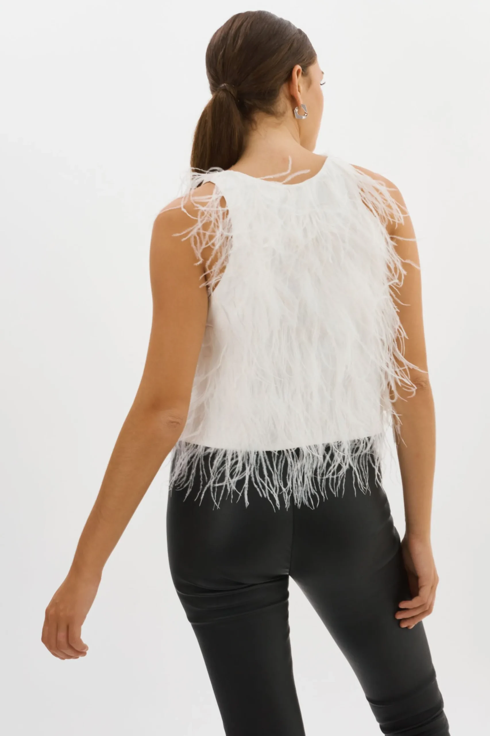 Clearance LAMARQUE ABRIELLE | Ostrich Feather Top WHITE