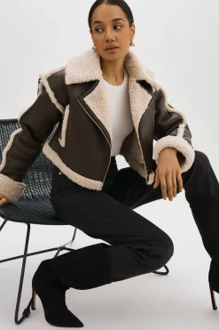 Fashion LAMARQUE ADRINA | Faux Shearling Crop Jacket Brown