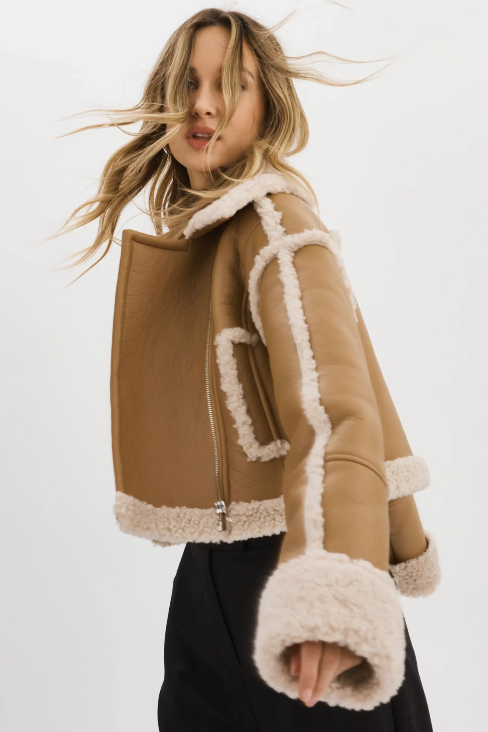 Best Sale LAMARQUE ADRINA | Faux Shearling Crop Jacket Biscuit