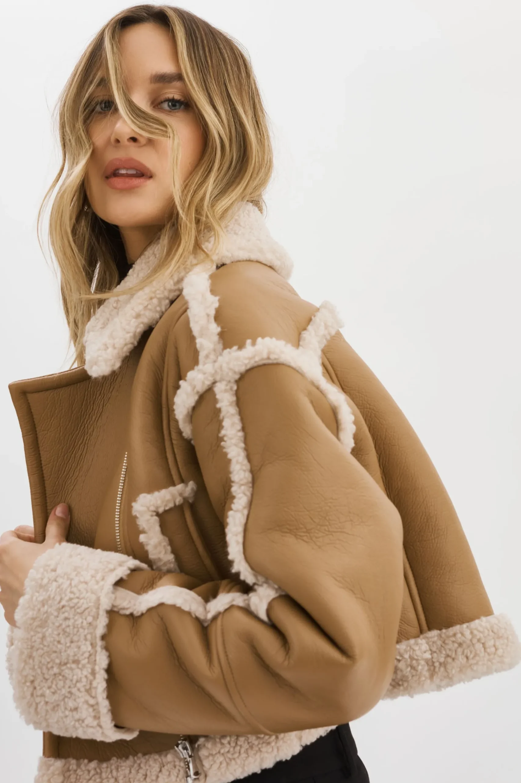 Best Sale LAMARQUE ADRINA | Faux Shearling Crop Jacket Biscuit