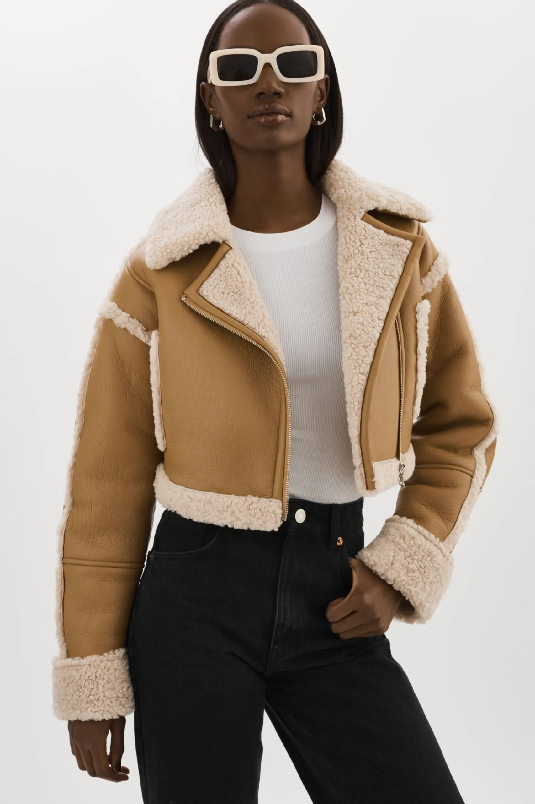 Best Sale LAMARQUE ADRINA | Faux Shearling Crop Jacket Biscuit