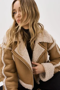 Best Sale LAMARQUE ADRINA | Faux Shearling Crop Jacket Biscuit