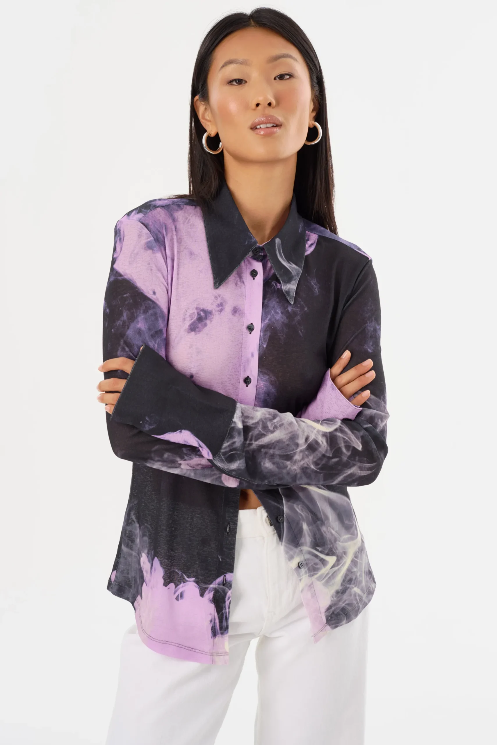 Flash Sale LAMARQUE ALZINA | Printed Long Sleeve Shirt Lavender Haze