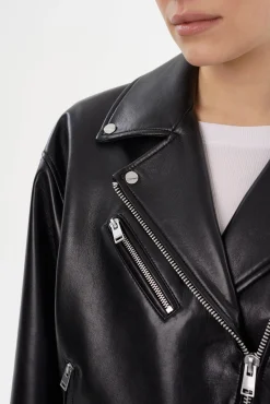 Fashion LAMARQUE ANDRADE | Recycled Leather Biker Jacket Black