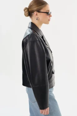 Fashion LAMARQUE ANDRADE | Recycled Leather Biker Jacket Black