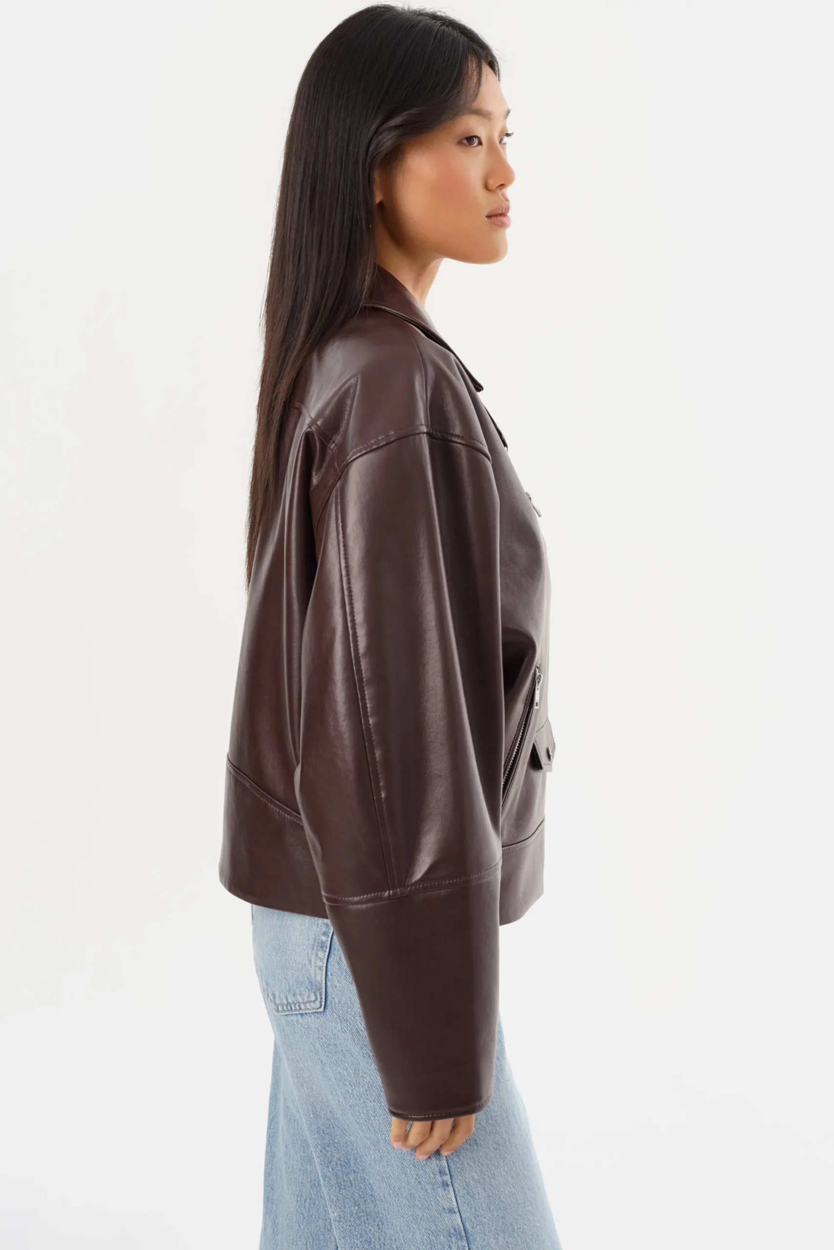 Discount LAMARQUE ANDRADE | Recycled Leather Biker Jacket Mahogany
