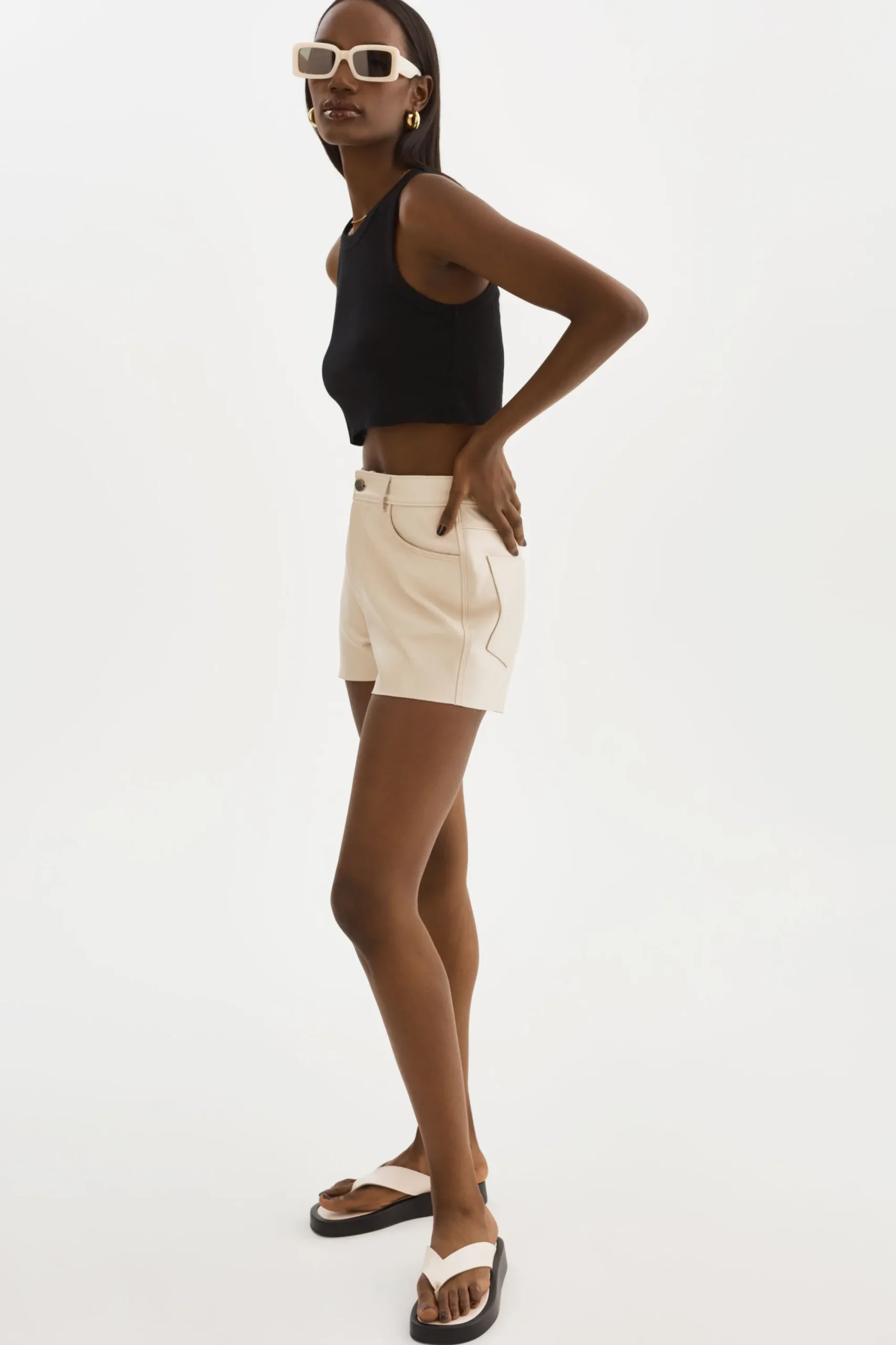 Flash Sale LAMARQUE ANIKA | Leather High-Waisted Shorts Bone