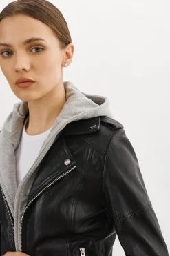 Clearance LAMARQUE ANNA | Leather Biker Jacket Black
