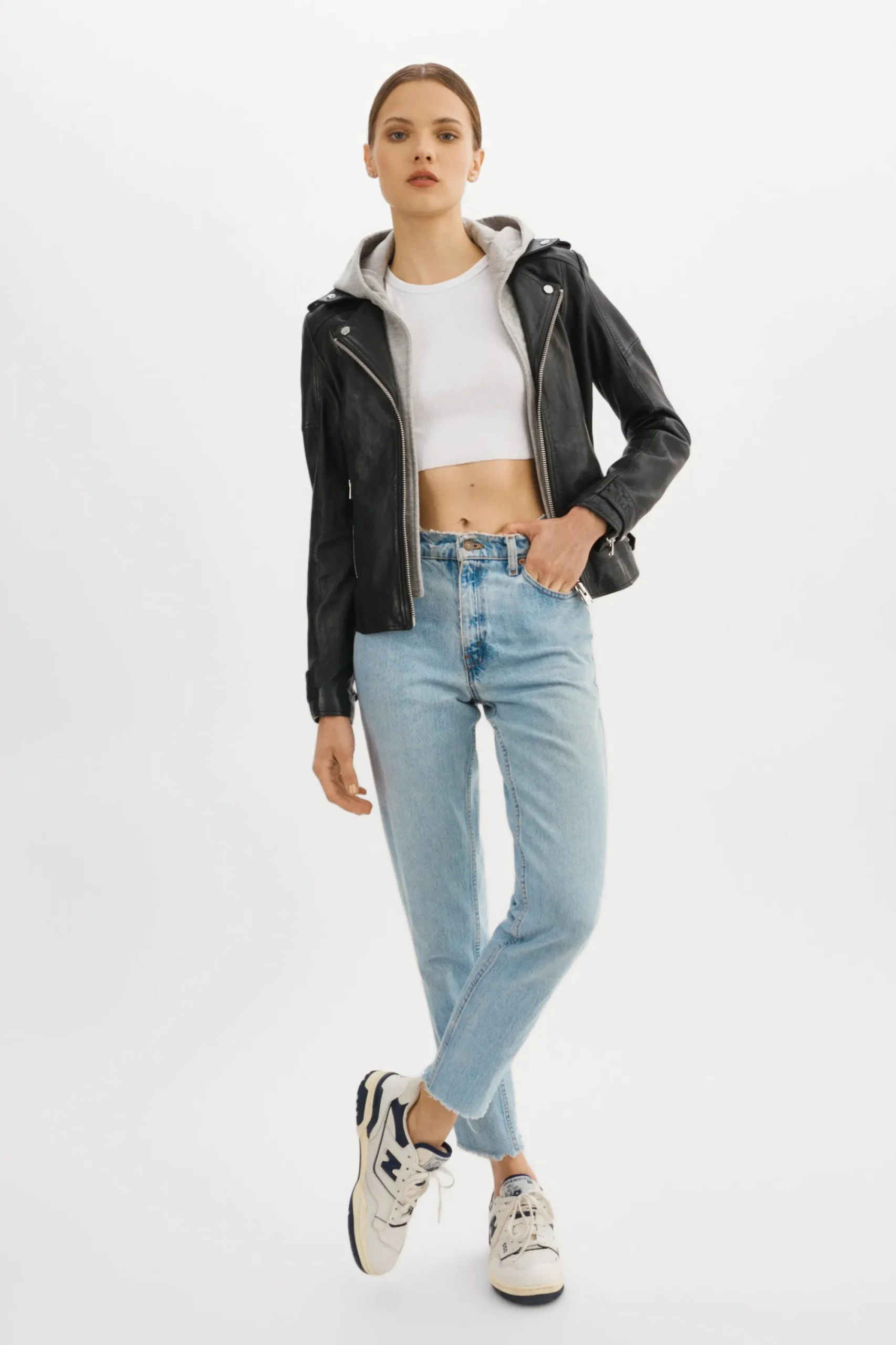 Clearance LAMARQUE ANNA | Leather Biker Jacket Black