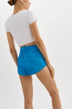 Sale LAMARQUE ANNAISE | Leather Hot Shorts Faded Jean