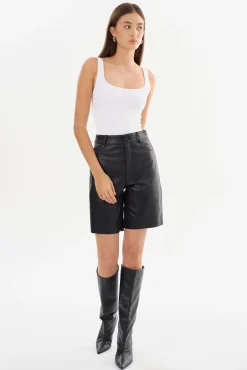 Online LAMARQUE ARAE | Faux Leather Shorts Black