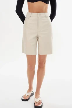 Shop LAMARQUE ARAE | Faux Leather Shorts Bone