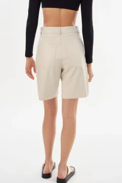 Shop LAMARQUE ARAE | Faux Leather Shorts Bone