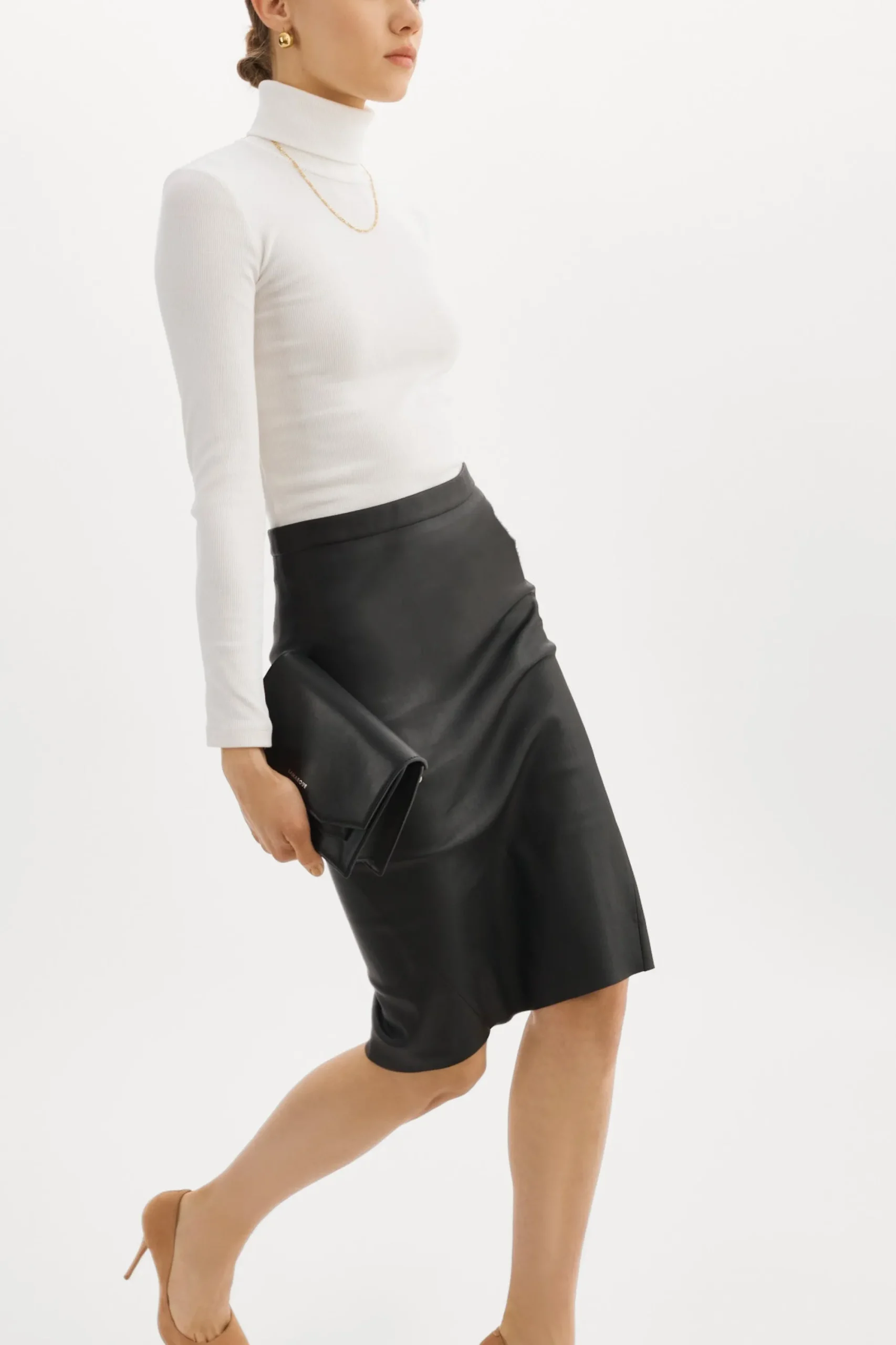Shop LAMARQUE AVANA | Leather Pencil Skirt Black