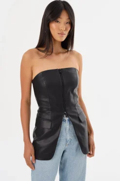 Cheap LAMARQUE AVANI | Faux Leather Bustier Top Black