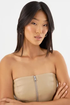 Clearance LAMARQUE AVANI | Faux Leather Bustier Top Wheat