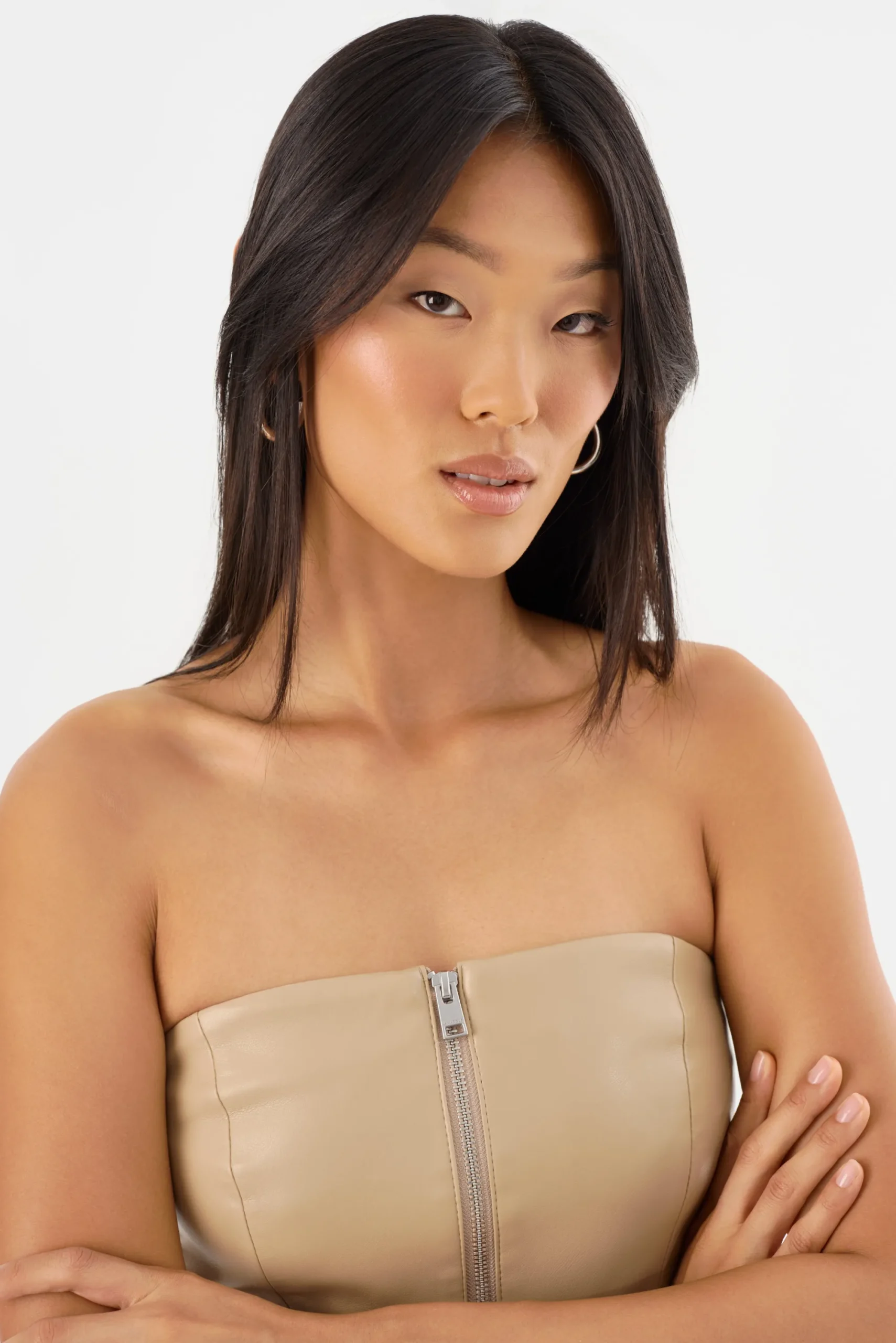 Clearance LAMARQUE AVANI | Faux Leather Bustier Top Wheat
