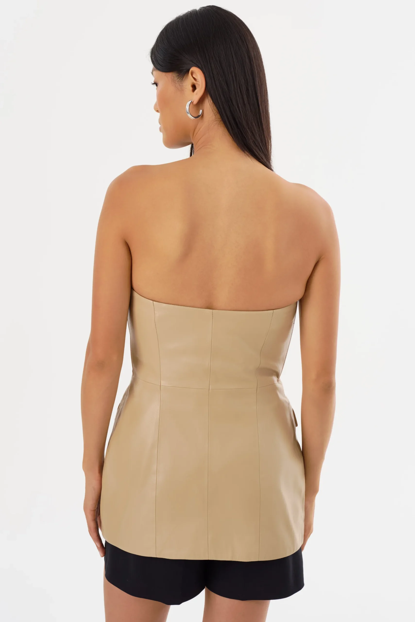 Clearance LAMARQUE AVANI | Faux Leather Bustier Top Wheat