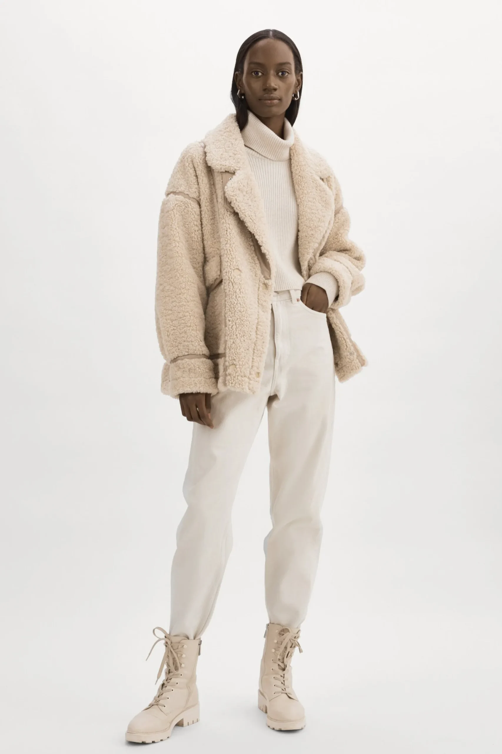 Best Sale LAMARQUE BADU | Oversized Faux Shearling Jacket Beige