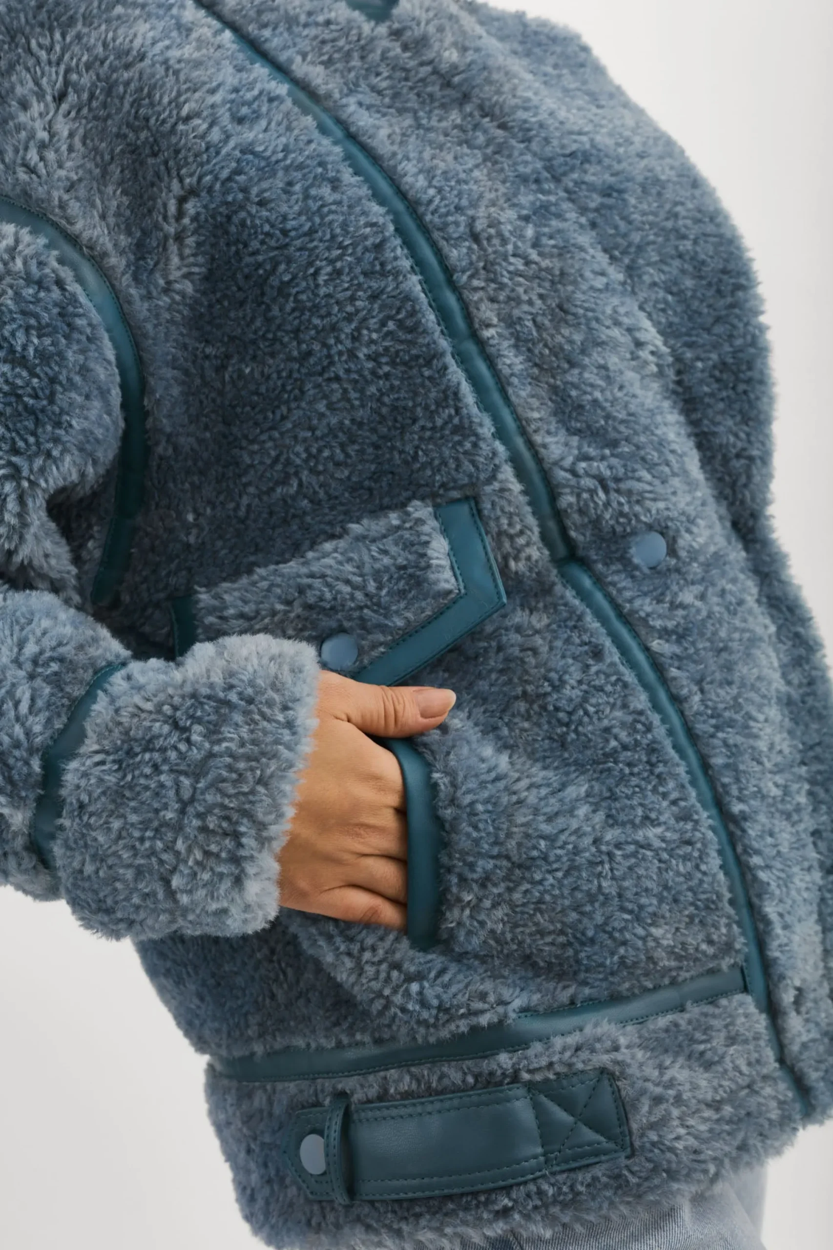 Best Sale LAMARQUE BADU | Oversized Faux Shearling Jacket Dusty Blue