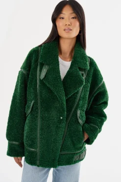Shop LAMARQUE BADU | Oversized Faux Shearling Jacket Green