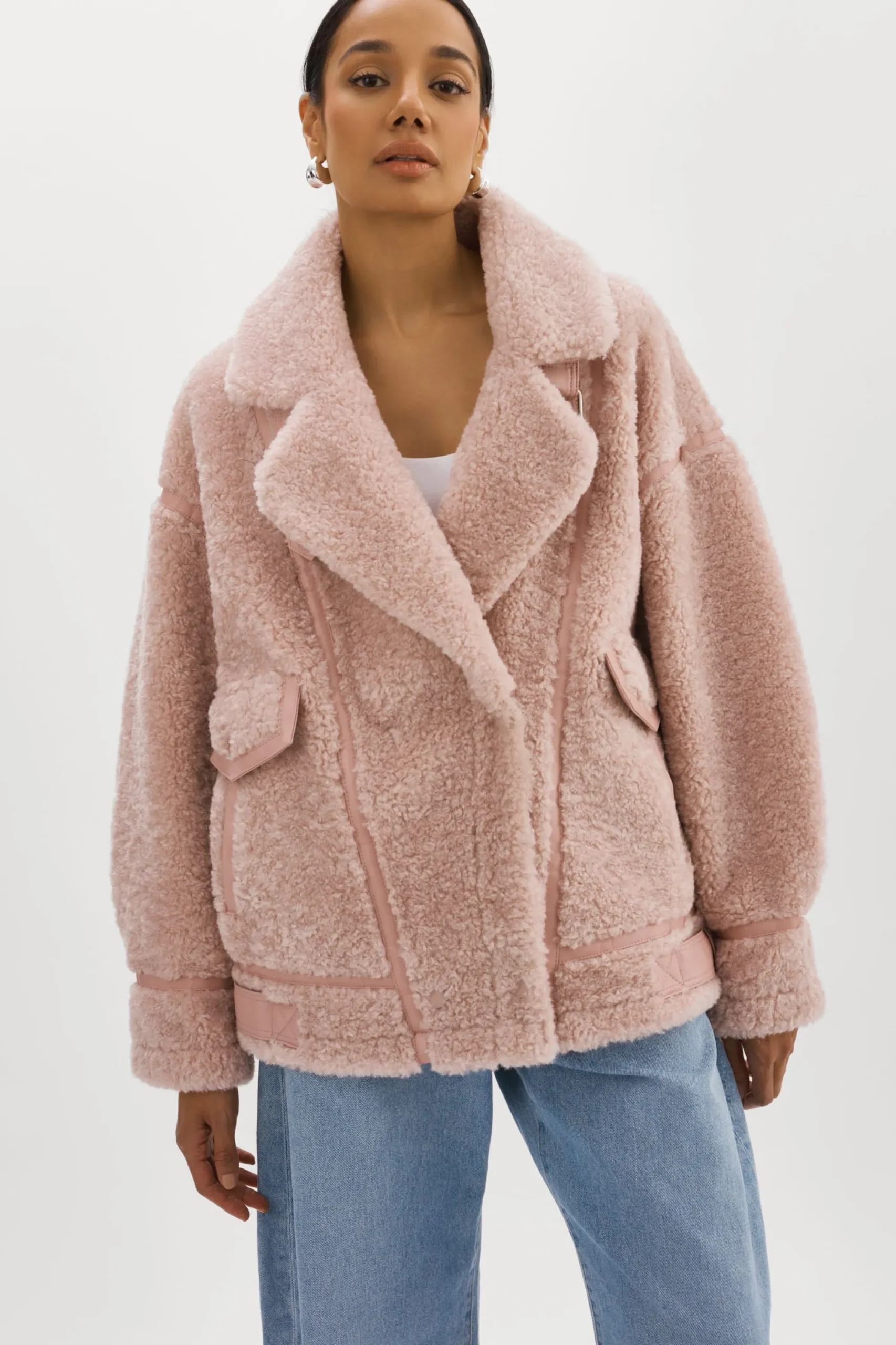 Outlet LAMARQUE BADU | Oversized Faux Shearling Jacket Light Pink