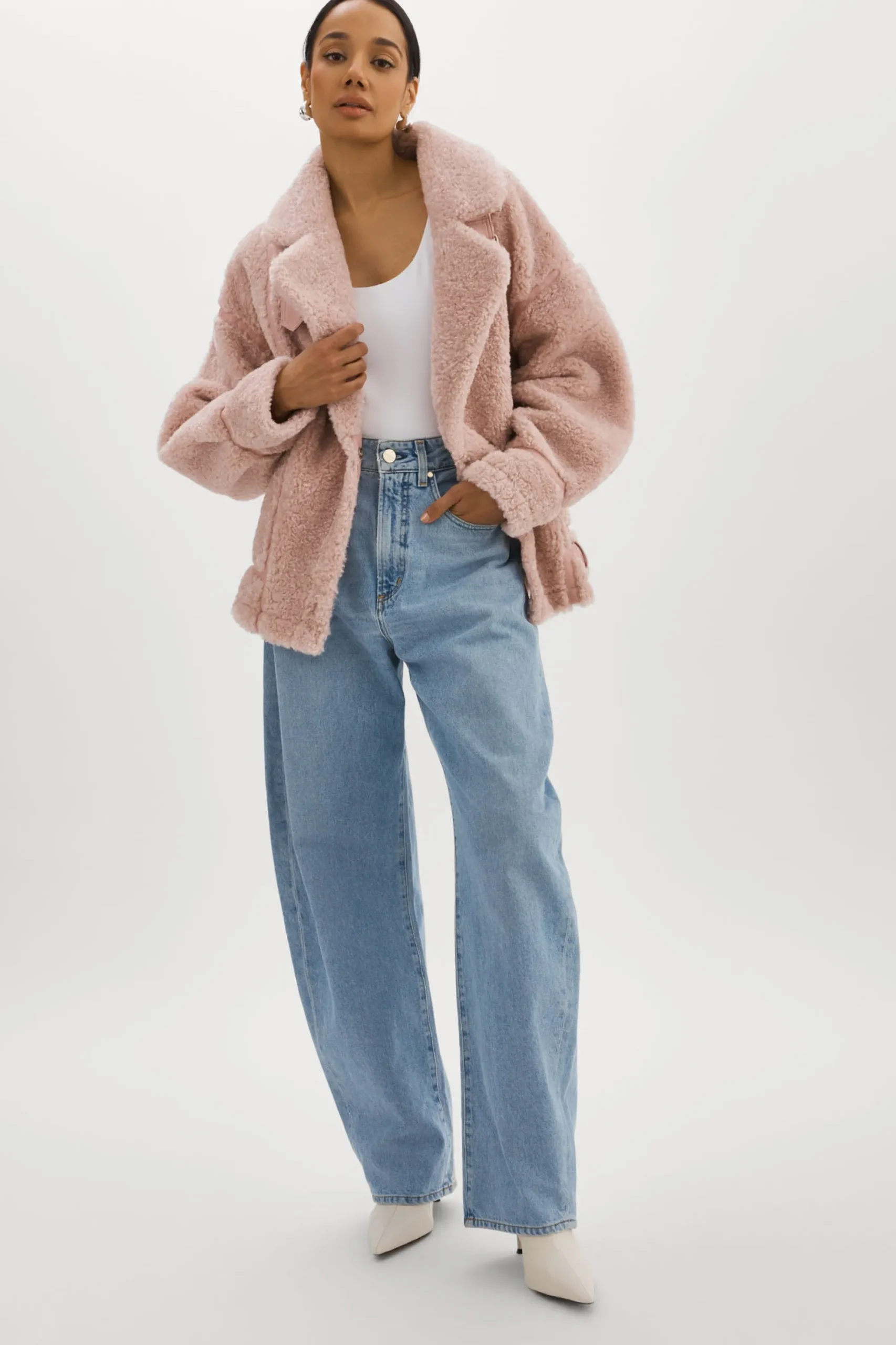 Outlet LAMARQUE BADU | Oversized Faux Shearling Jacket Light Pink