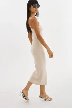 Clearance LAMARQUE BETTINA | Rib Knit Dress Beige/White