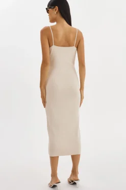 Clearance LAMARQUE BETTINA | Rib Knit Dress Beige/White