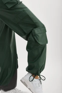 Shop LAMARQUE BOBBI | Faux Leather Cargo Pants Alpine Green