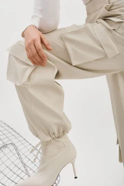 Online LAMARQUE BOBBI | Faux Leather Cargo Pants Bone