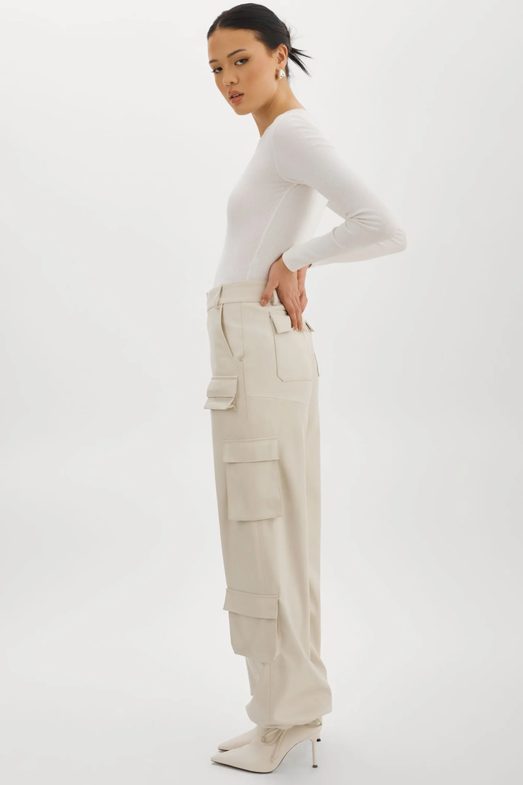 Online LAMARQUE BOBBI | Faux Leather Cargo Pants Bone