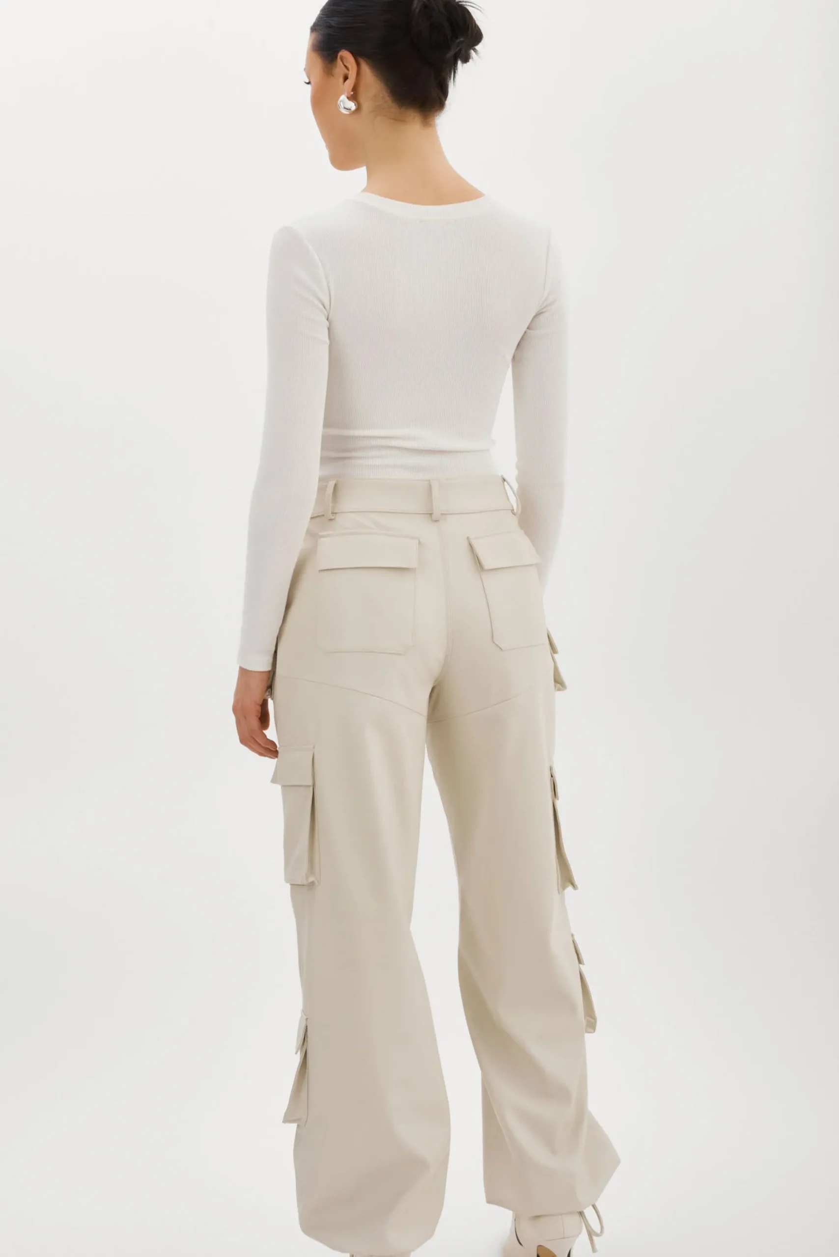 Online LAMARQUE BOBBI | Faux Leather Cargo Pants Bone