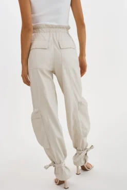 New LAMARQUE BRAXTON | Faux Leather Cargo Pants Bone