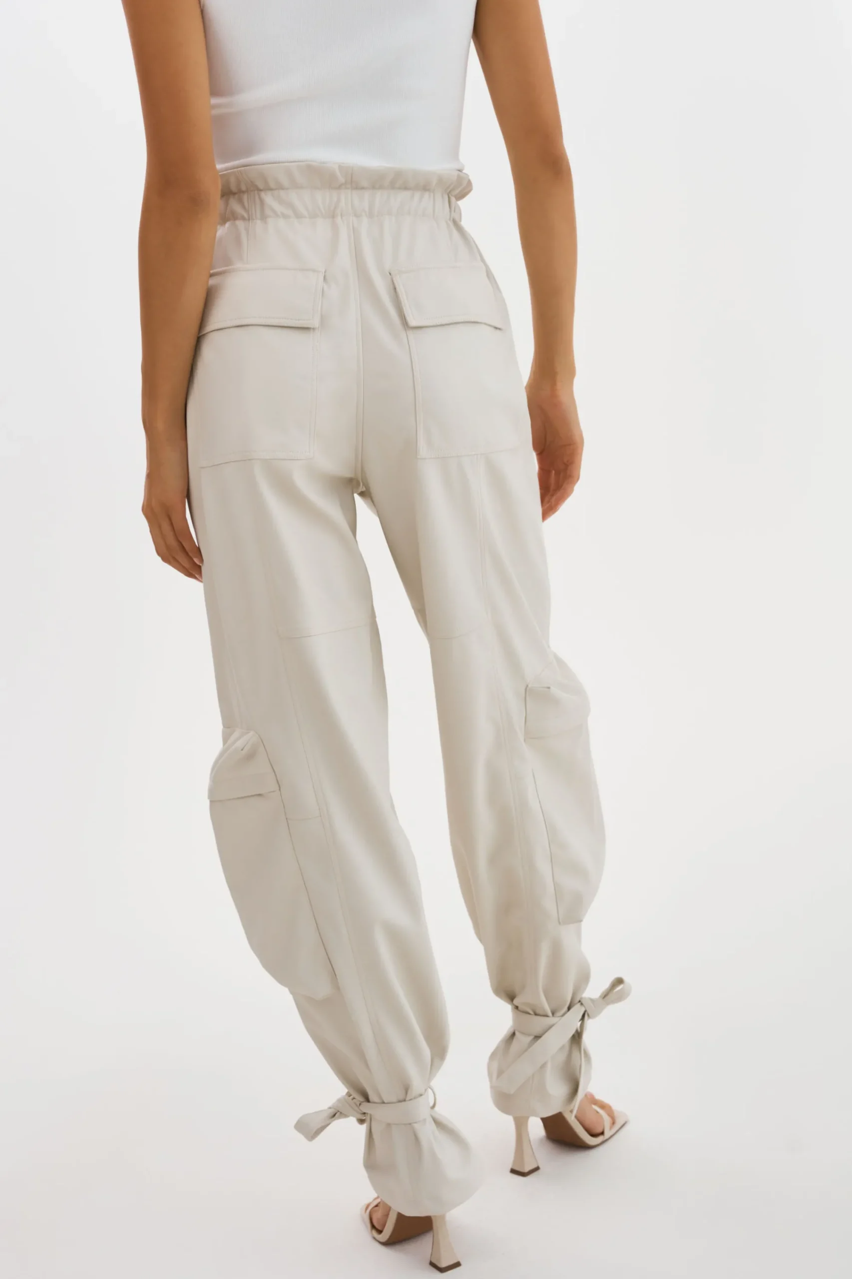 New LAMARQUE BRAXTON | Faux Leather Cargo Pants Bone