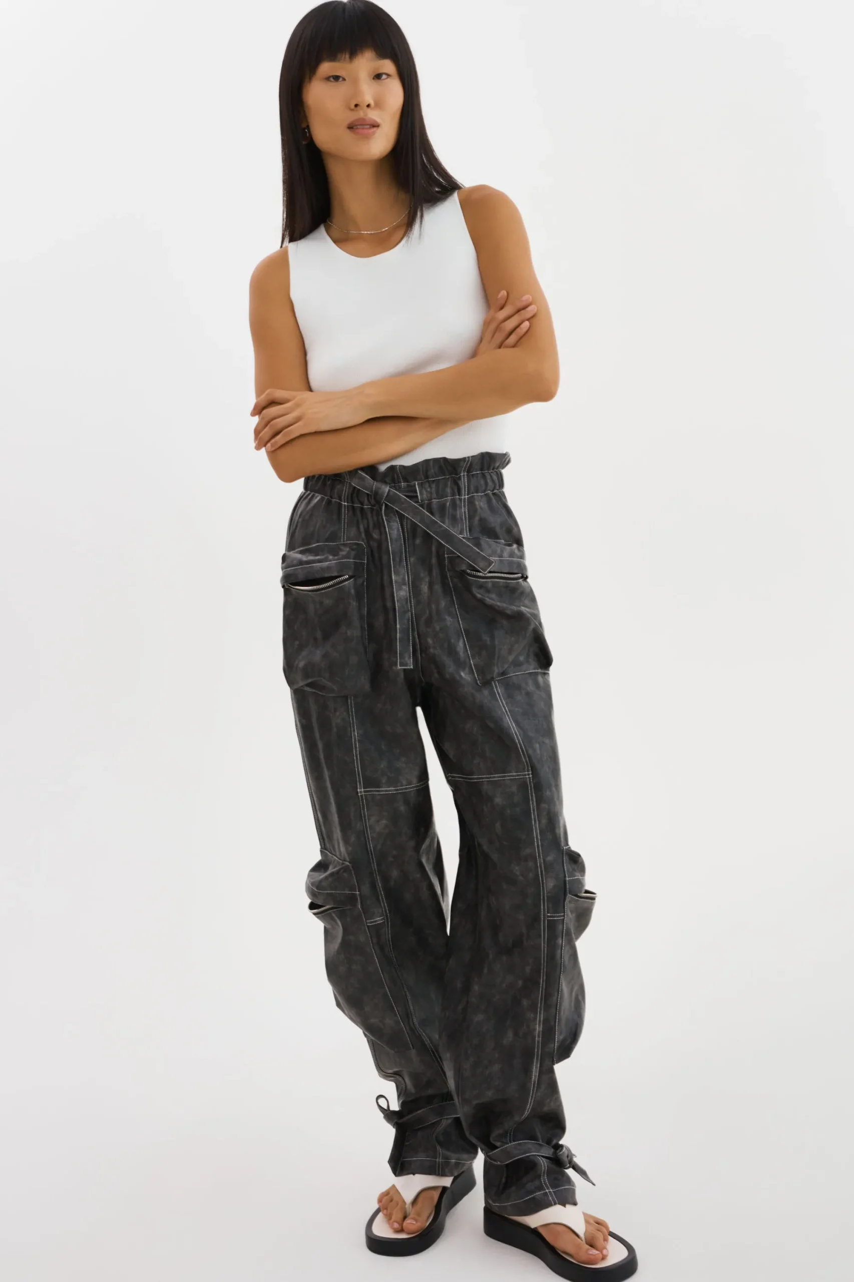 Outlet LAMARQUE BRAXTON | Faux Leather Cargo Pants Vintage Black