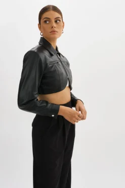 Fashion LAMARQUE BRIELLE | Cropped Leather Jacket Black