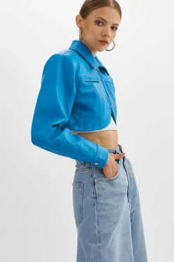 Fashion LAMARQUE BRIELLE | Cropped Leather Jacket Faded Jean