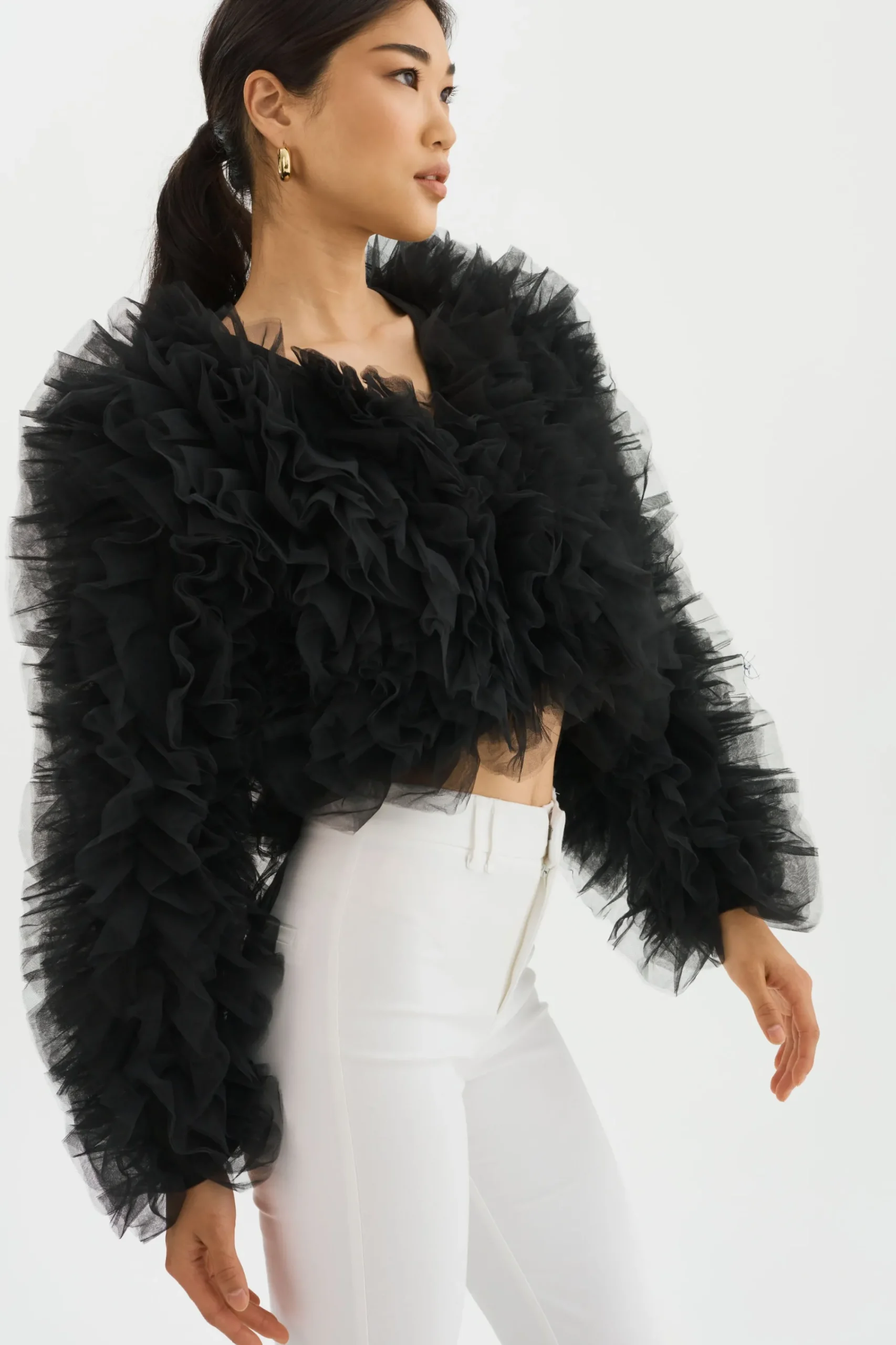 Discount LAMARQUE BRITNY | Ruffle Tulle Jacket Black