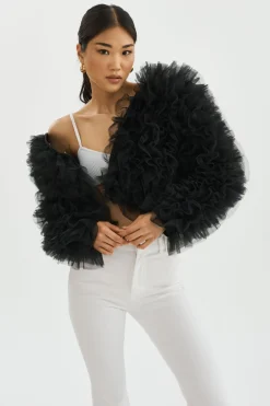Discount LAMARQUE BRITNY | Ruffle Tulle Jacket Black